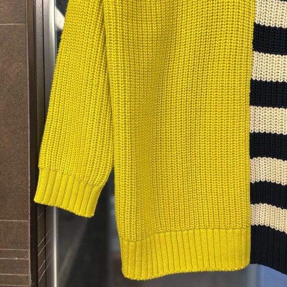 STAUD Hampton Oversized Chunky-Knit Striped Color-Block Sweater (Chartreuse) - Picture 15 of 16